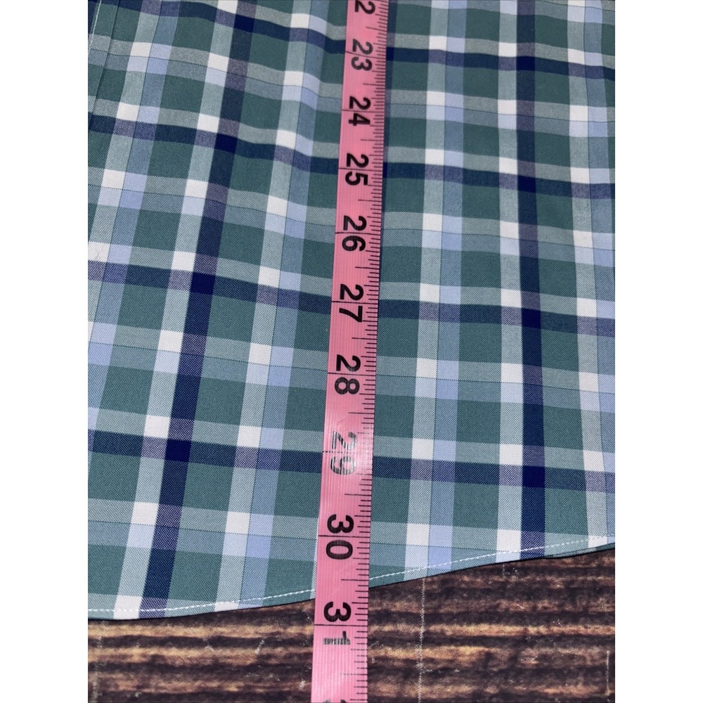 Brooks Brothers Shirt Mens  XL Milano Fit Blue Green Plaid Cotton Long Sleeve - Picture 6 of 7